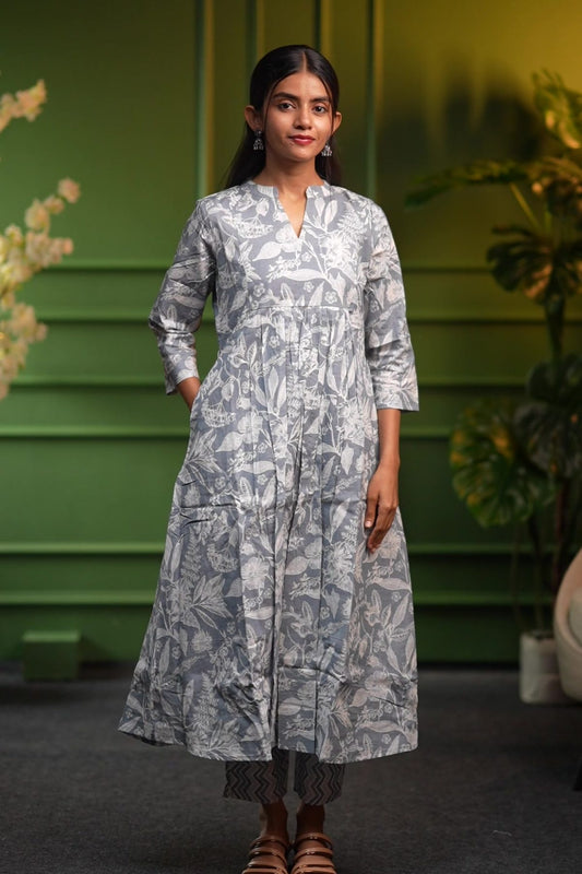 Misty Grey Botanical Printed Co-ord Set