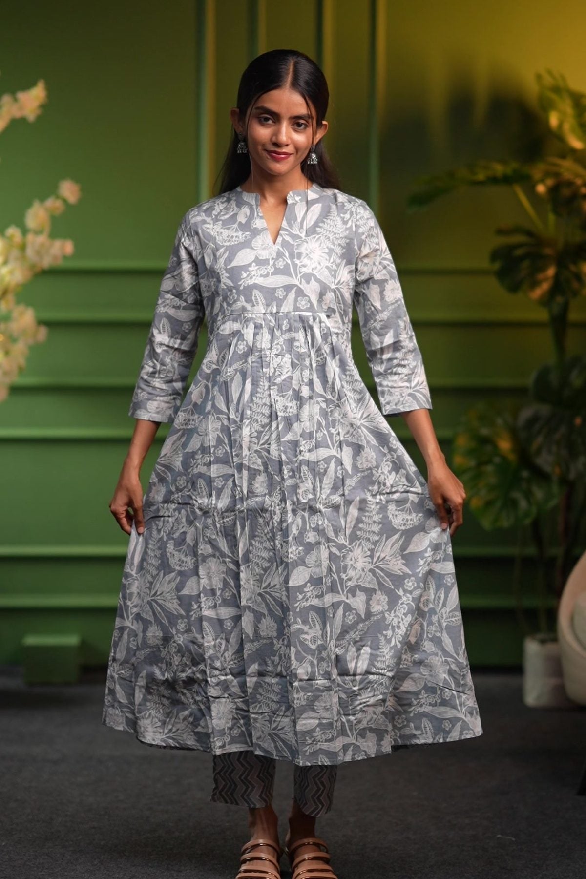 Misty Grey Botanical Printed Co-ord Set