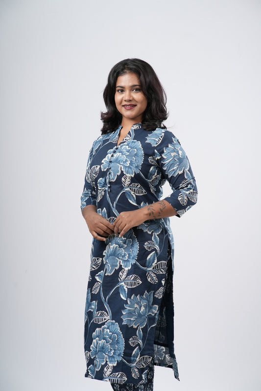 Indigo Bloom Floral Cotton Co-ord Set