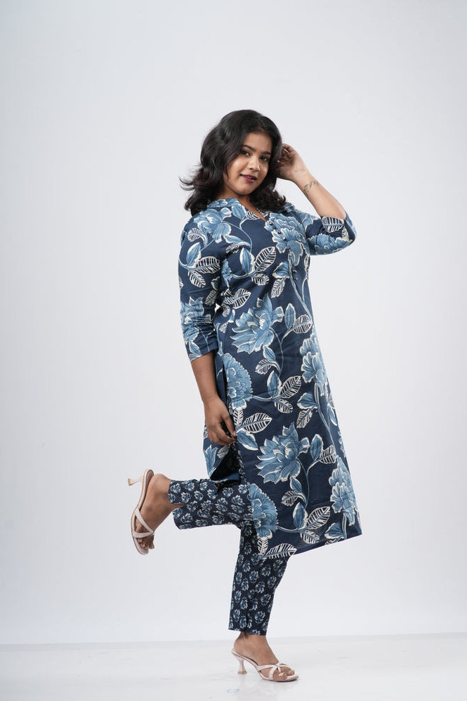 Indigo Bloom Floral Cotton Co-ord Set