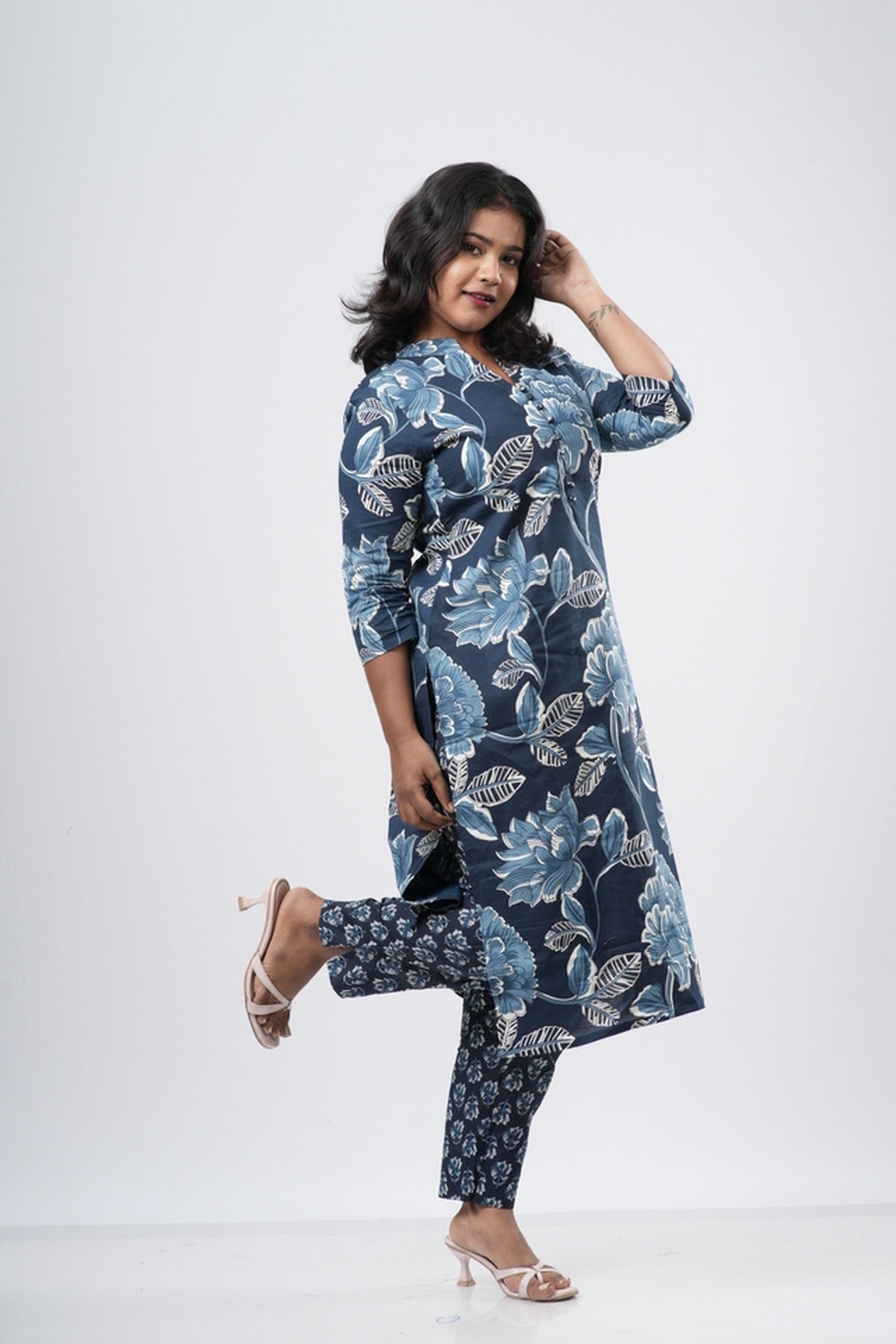 Indigo Bloom Floral Cotton Co-ord Set