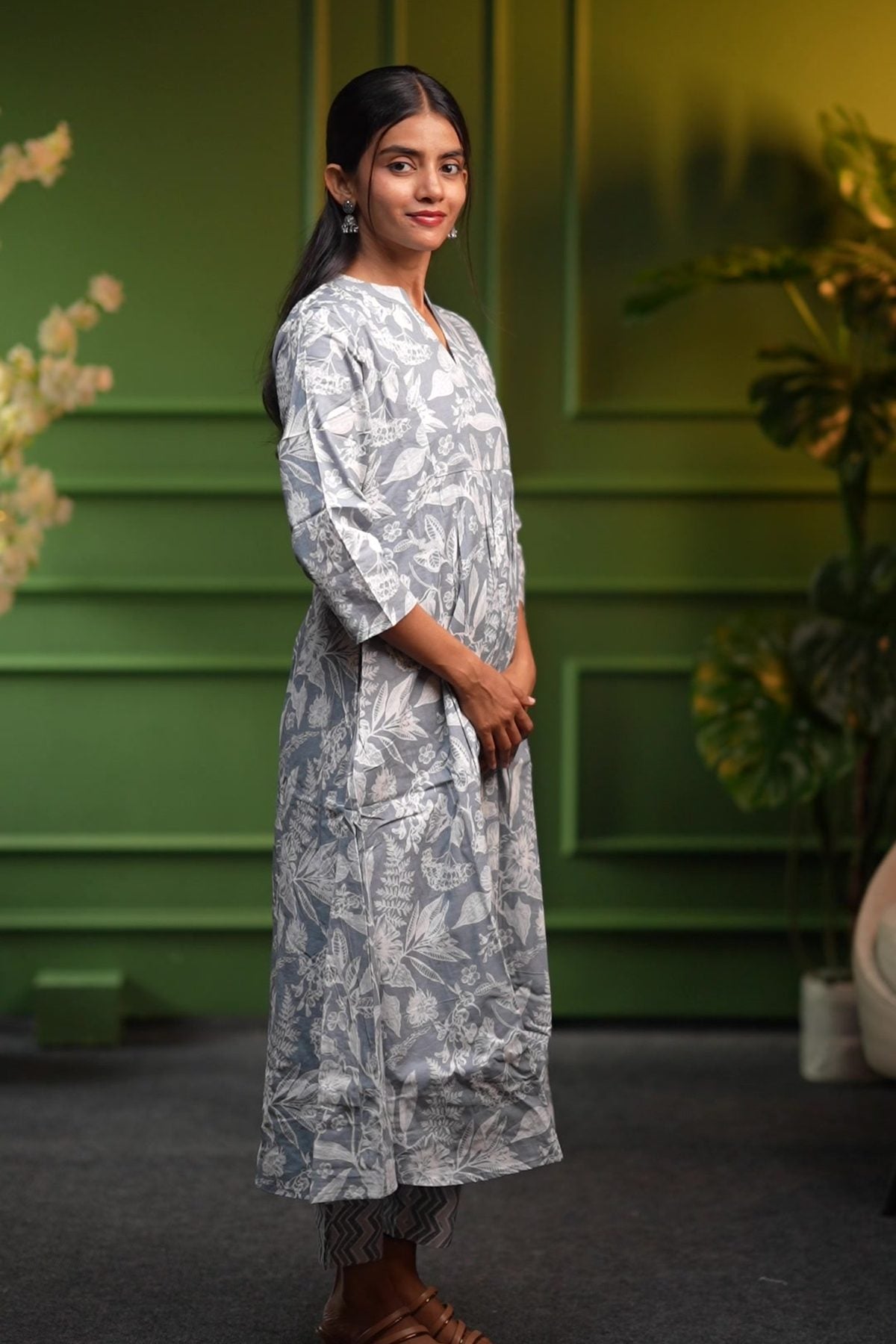 Misty Grey Botanical Printed Co-ord Set