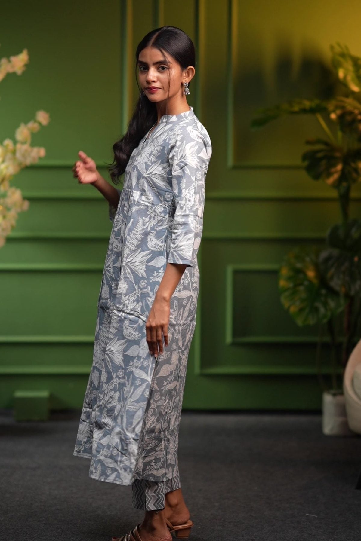 Misty Grey Botanical Printed Co-ord Set