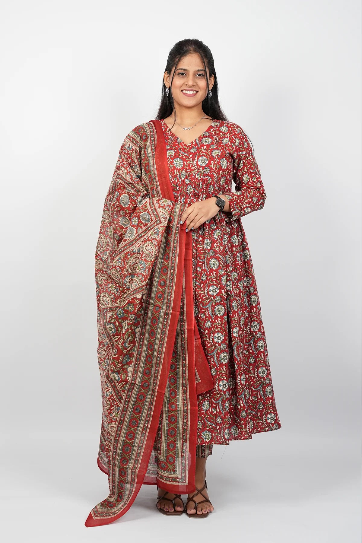 Maroon Alia Cut Kurta Suit Set
