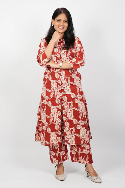 Red Cotton Co-Ord Set