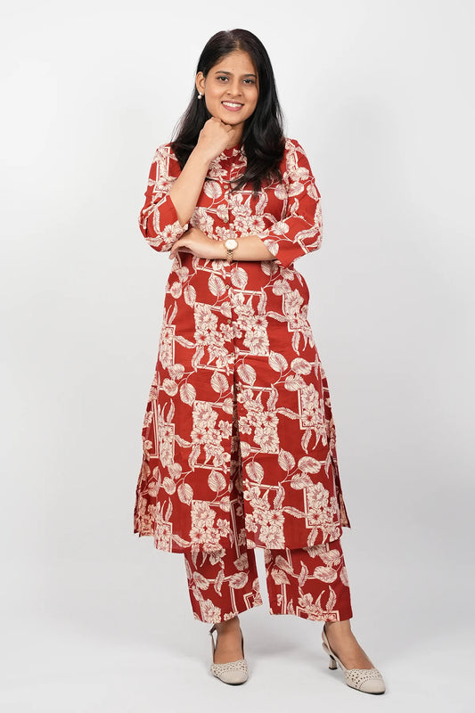 Red Cotton Co-Ord Set