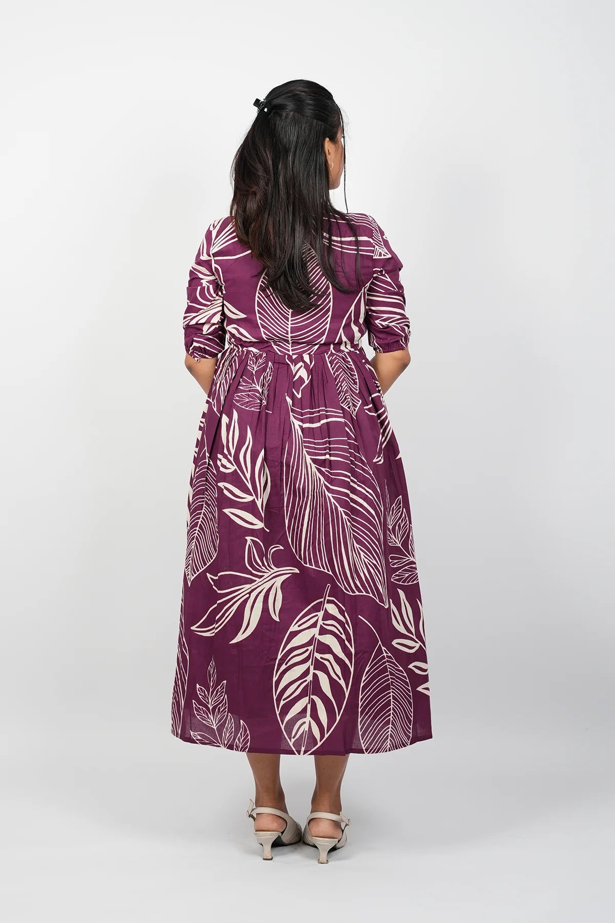 Wine A-Line Cotton Dress