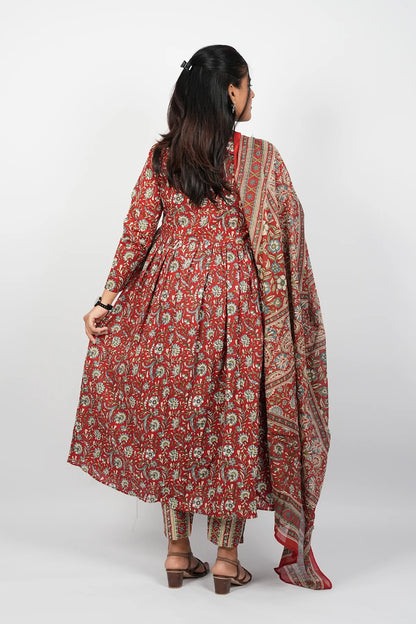 Maroon Alia Cut Kurta Suit Set