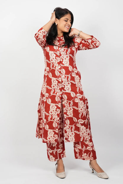 Red Cotton Co-Ord Set