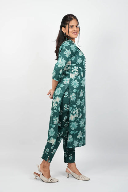 Teal Green Cotton Co-Ord Set