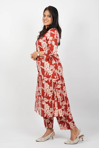 Red Cotton Co-Ord Set