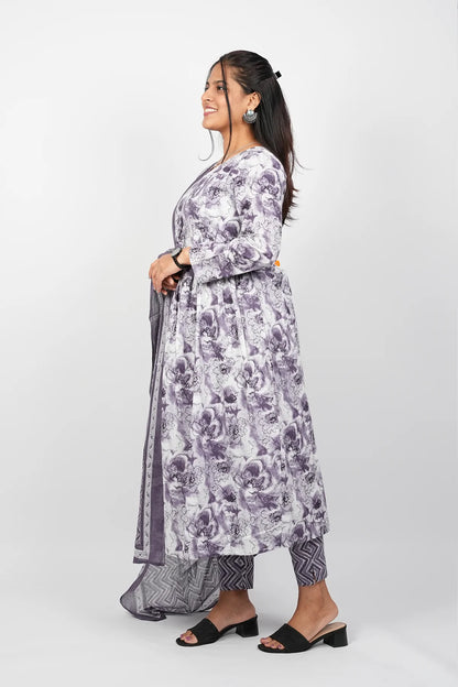 Lilac Alia Cut Kurta Suit Set