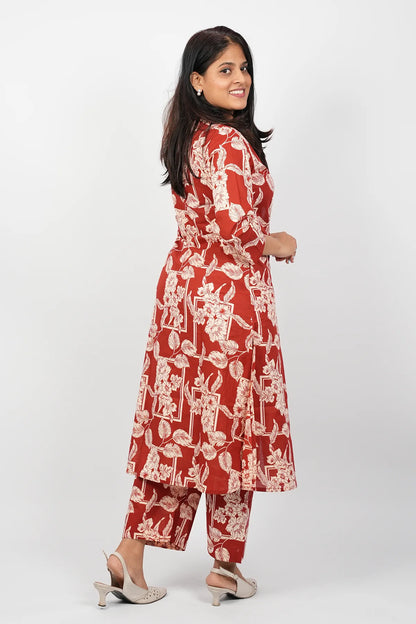 Red Cotton Co-Ord Set