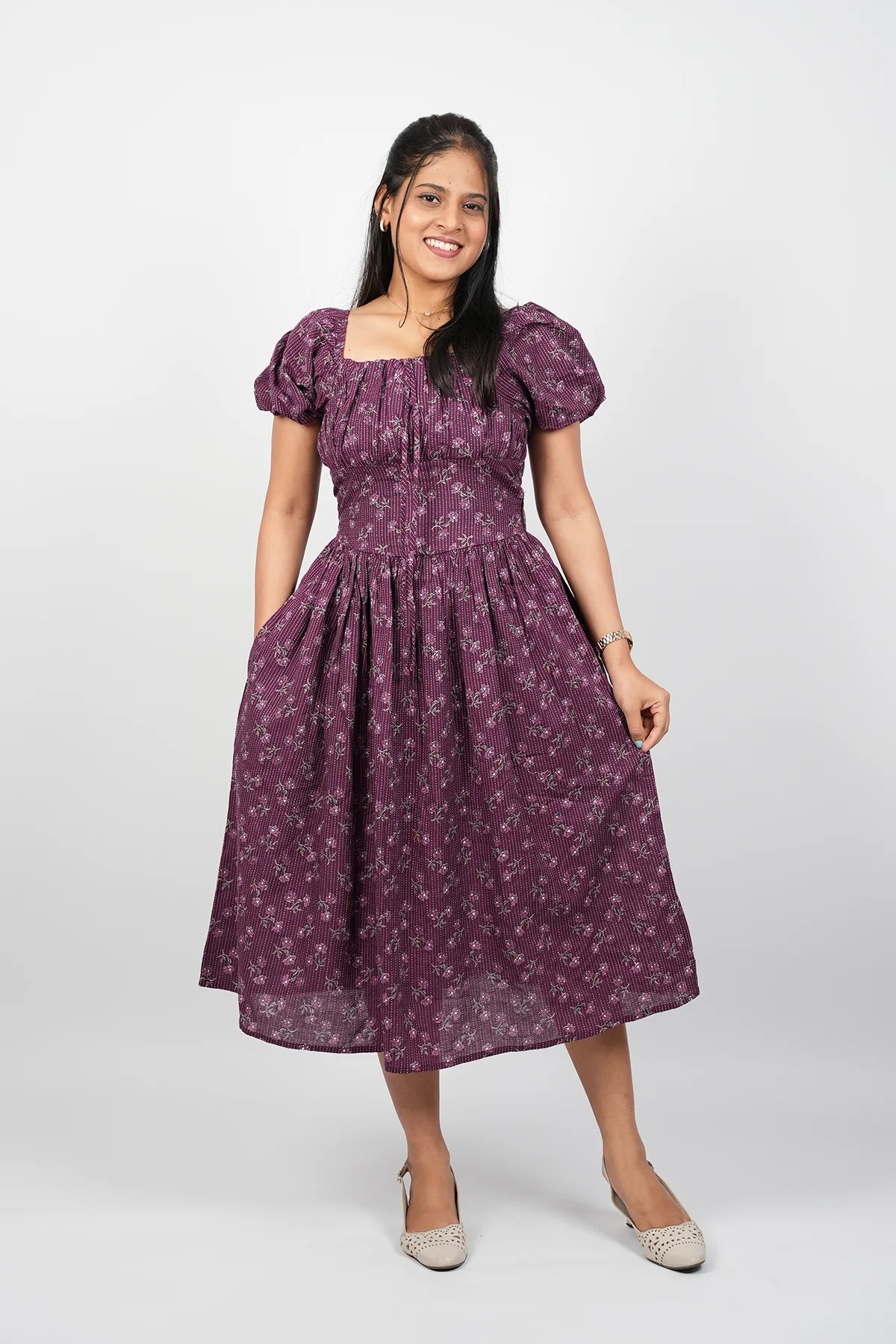 Violet A-Line Midi Dress