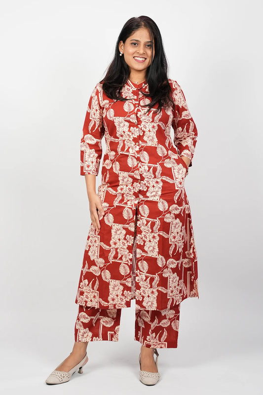 Red Cotton Co-Ord Set