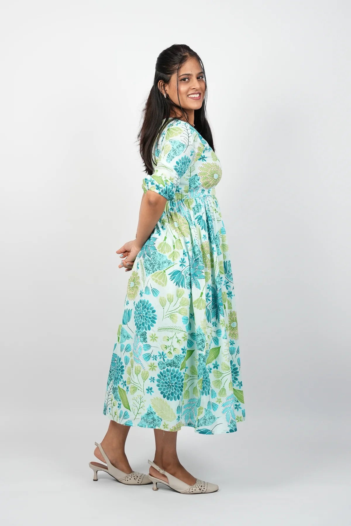 Blue A-Line Cotton Dress