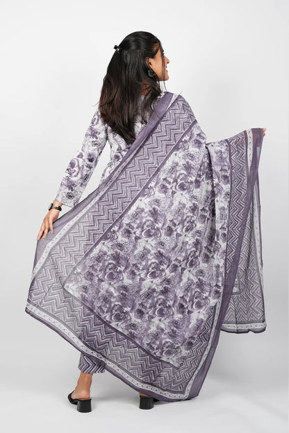 Lilac Alia Cut Kurta Suit Set