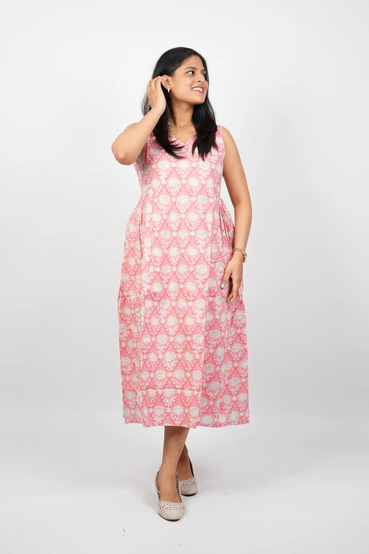 Peach A-Line Midi Dress
