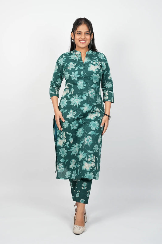 Teal Green Cotton Co-Ord Set