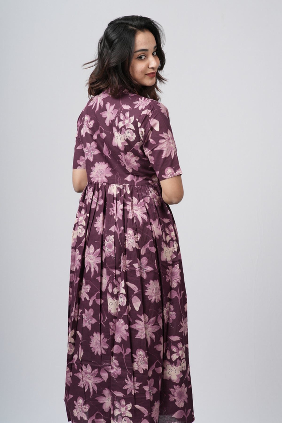Mauve Violet Floral Print Cotton Co-ord Set