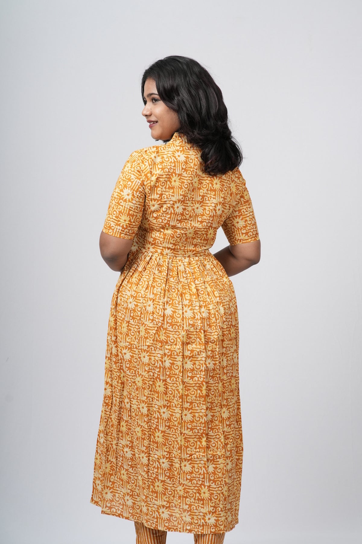 Mustard Yellow Floral Print Cotton Co-ord Set