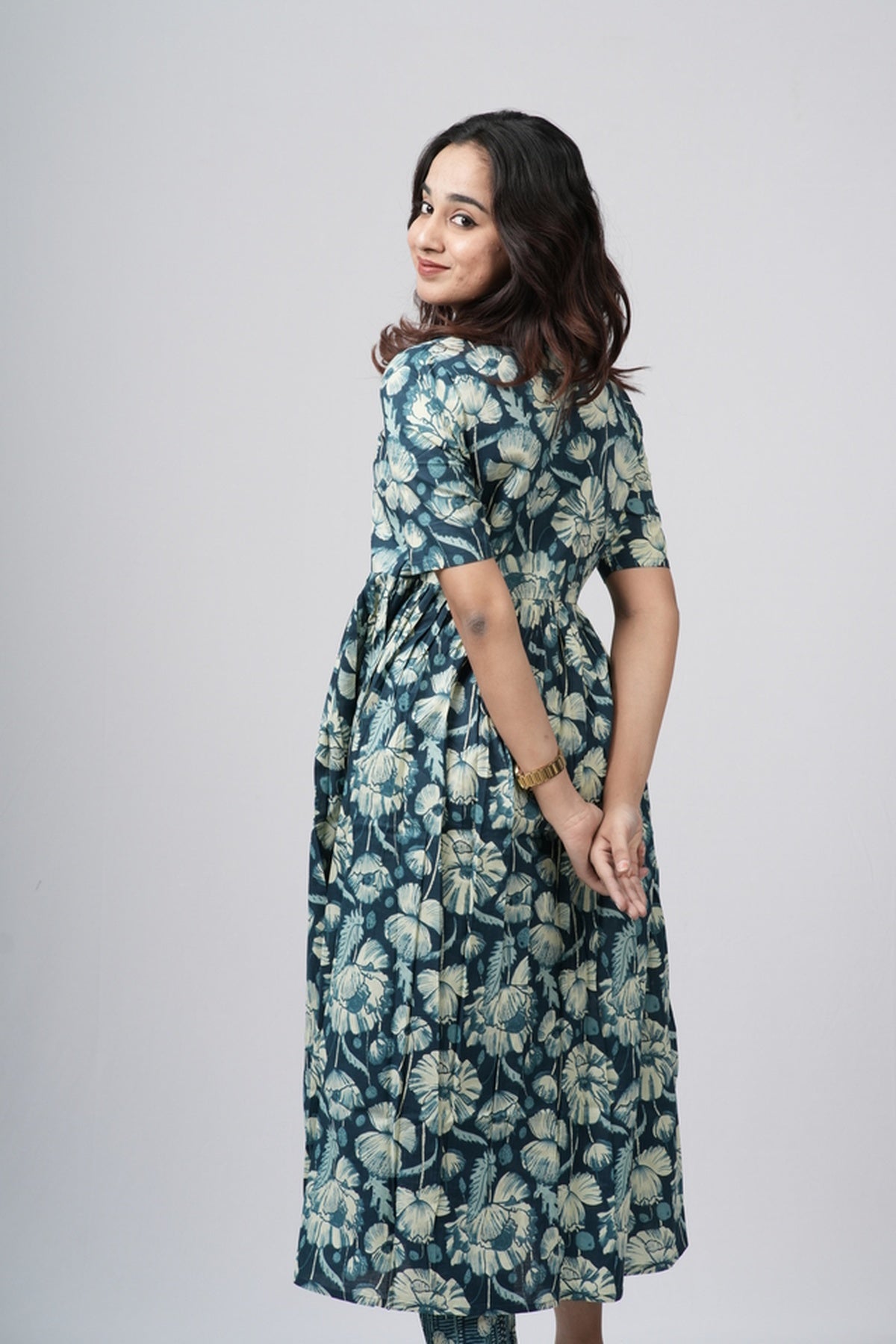 Teal green & White Floral Jaal Cotton Co-ord Set