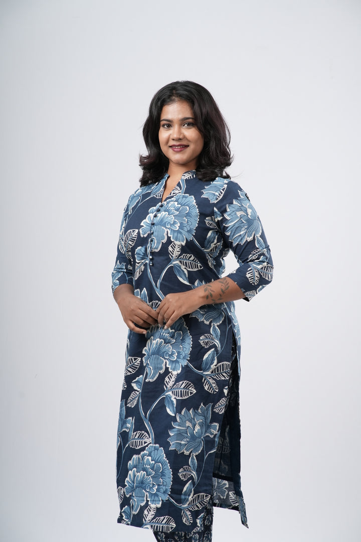 Indigo Bloom Floral Cotton Co-ord Set