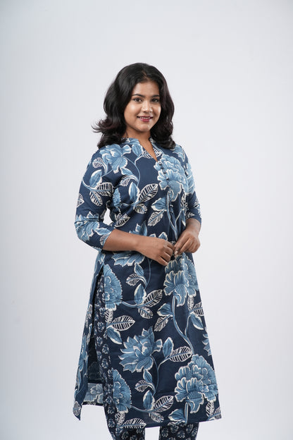Indigo Bloom Floral Cotton Co-ord Set