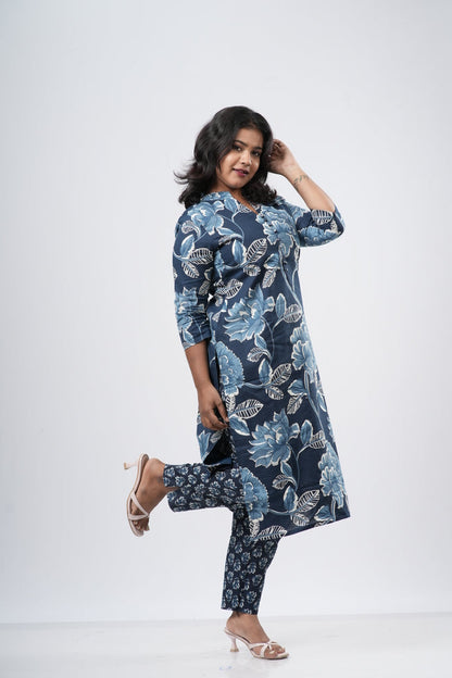 Indigo Bloom Floral Cotton Co-ord Set