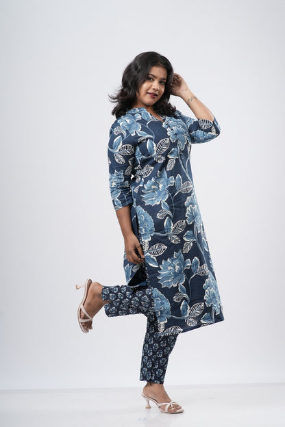 Indigo Bloom Floral Cotton Co-ord Set