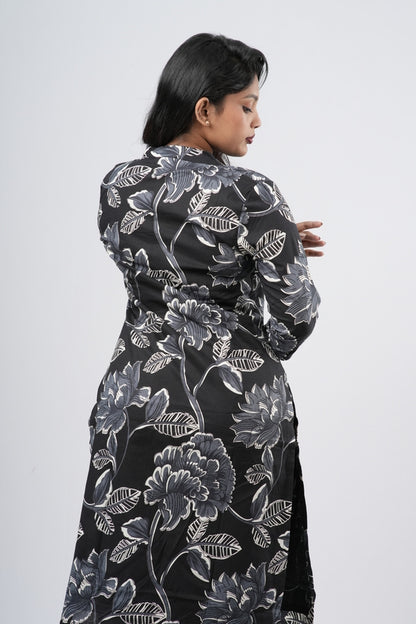 Midnight Charcoal Black Floral Cotton Co-ord Set