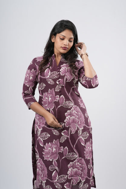 Purple Mauve Floral Cotton Co-ord Set