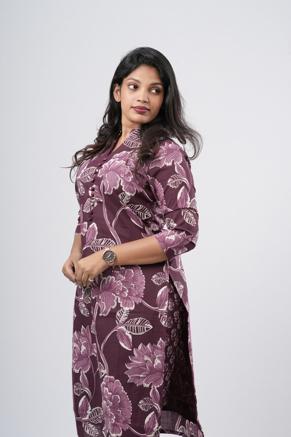 Purple Mauve Floral Cotton Co-ord Set
