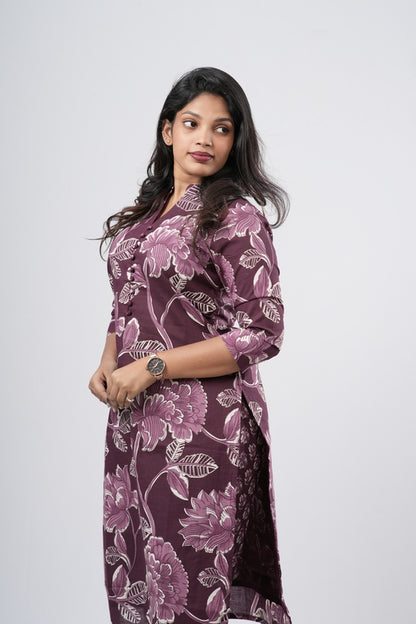 Purple Mauve Floral Cotton Co-ord Set
