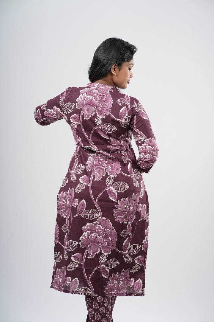 Purple Mauve Floral Cotton Co-ord Set