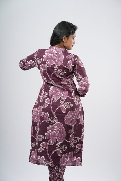 Purple Mauve Floral Cotton Co-ord Set