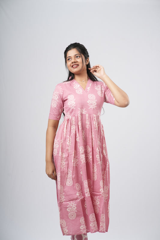 Onion Pink Floral Vine Cotton Co-ord Set
