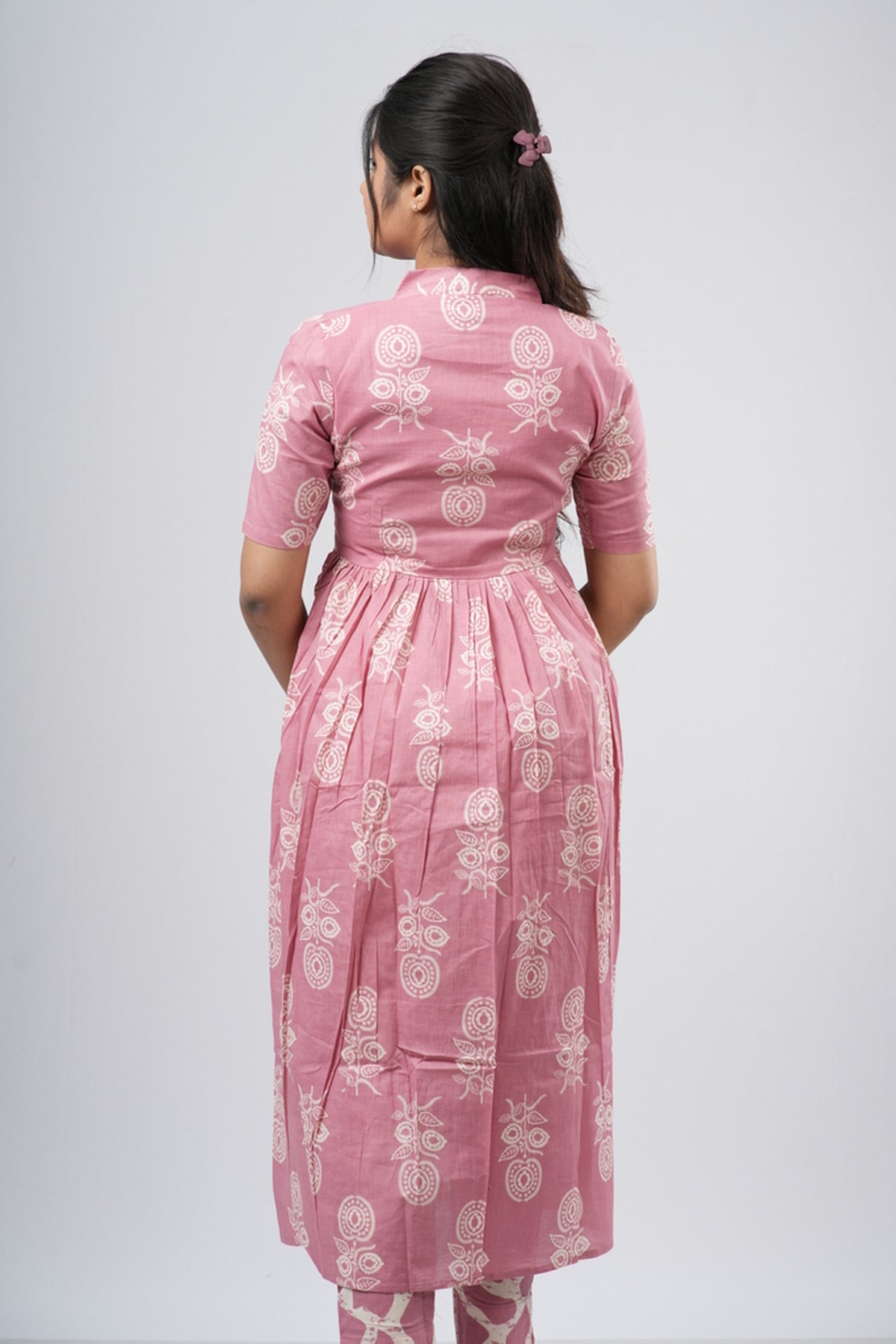 Onion Pink Floral Vine Cotton Co-ord Set