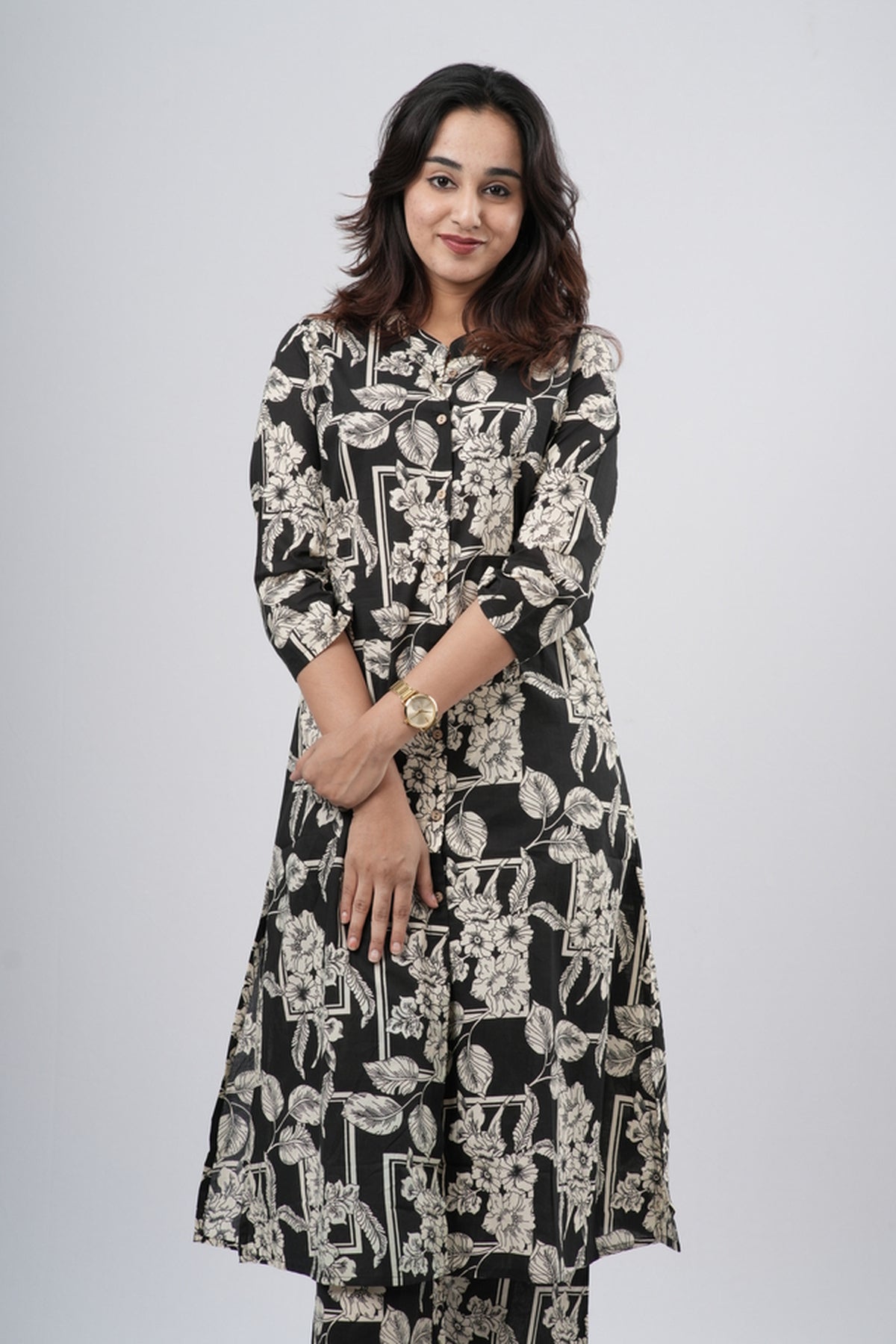 Black & White Floral Jaal Print Cotton Co-ord Set