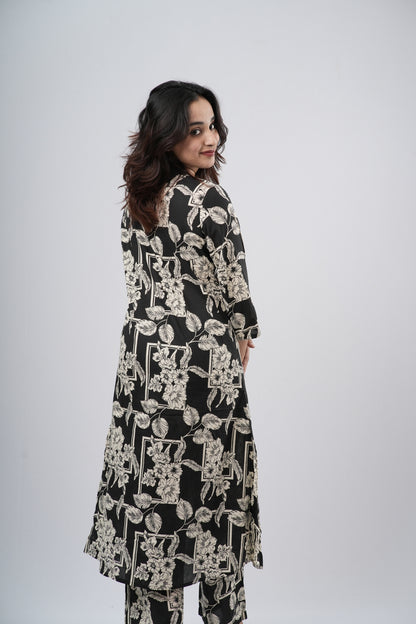 Black & White Floral Jaal Print Cotton Co-ord Set
