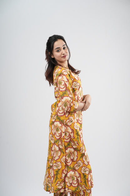 Mustard & Earthy Floral Print Cotton Co-ord Set