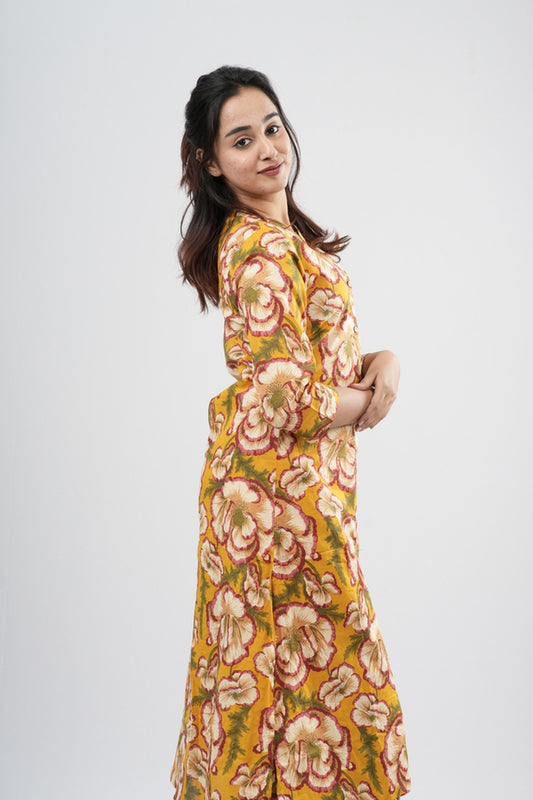Mustard & Earthy Floral Print Cotton Co-ord Set