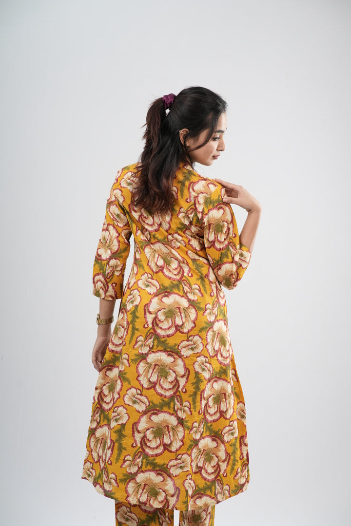 Mustard & Earthy Floral Print Cotton Co-ord Set