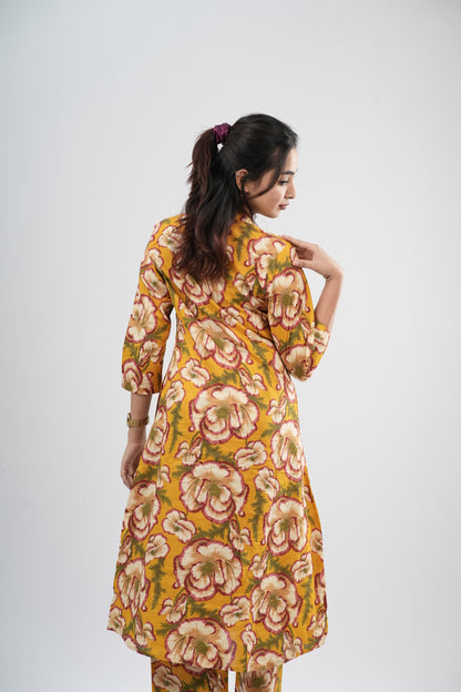 Mustard & Earthy Floral Print Cotton Co-ord Set