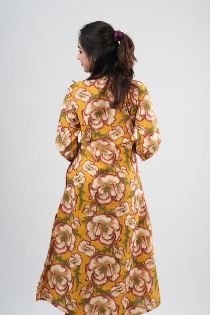 Mustard & Earthy Floral Print Cotton Co-ord Set