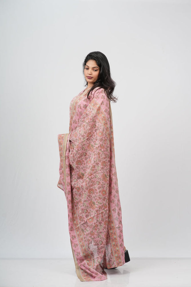 Dusty Rose Floral Cotton Straight Suit