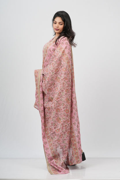 Dusty Rose Floral Cotton Straight Suit