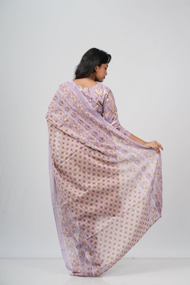 Lavender Mist Floral Print Cotton Suit Set