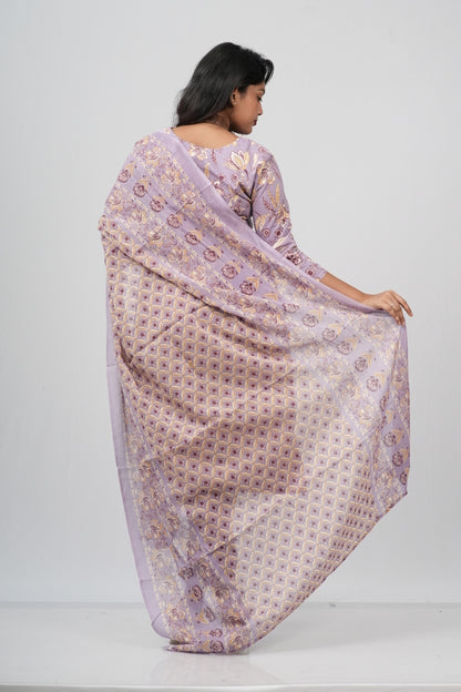 Lavender Mist Floral Print Cotton Suit Set