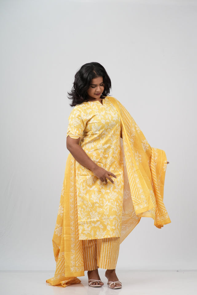 Sunshine Marigold Cotton Suit Set